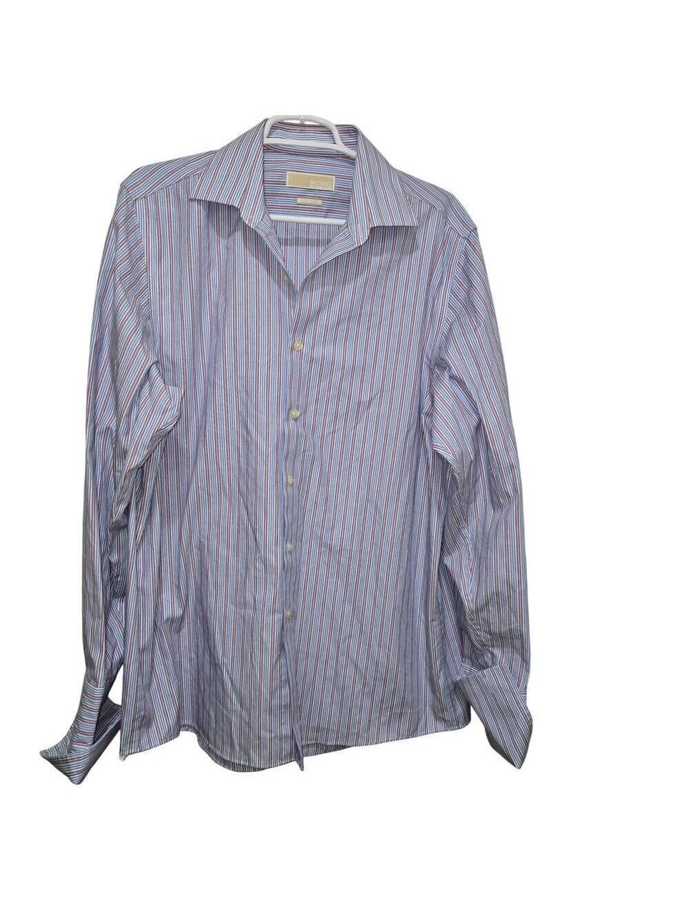 Michael Kors Non-Iron Stripe Dress Shirt Mens 16 34/35
